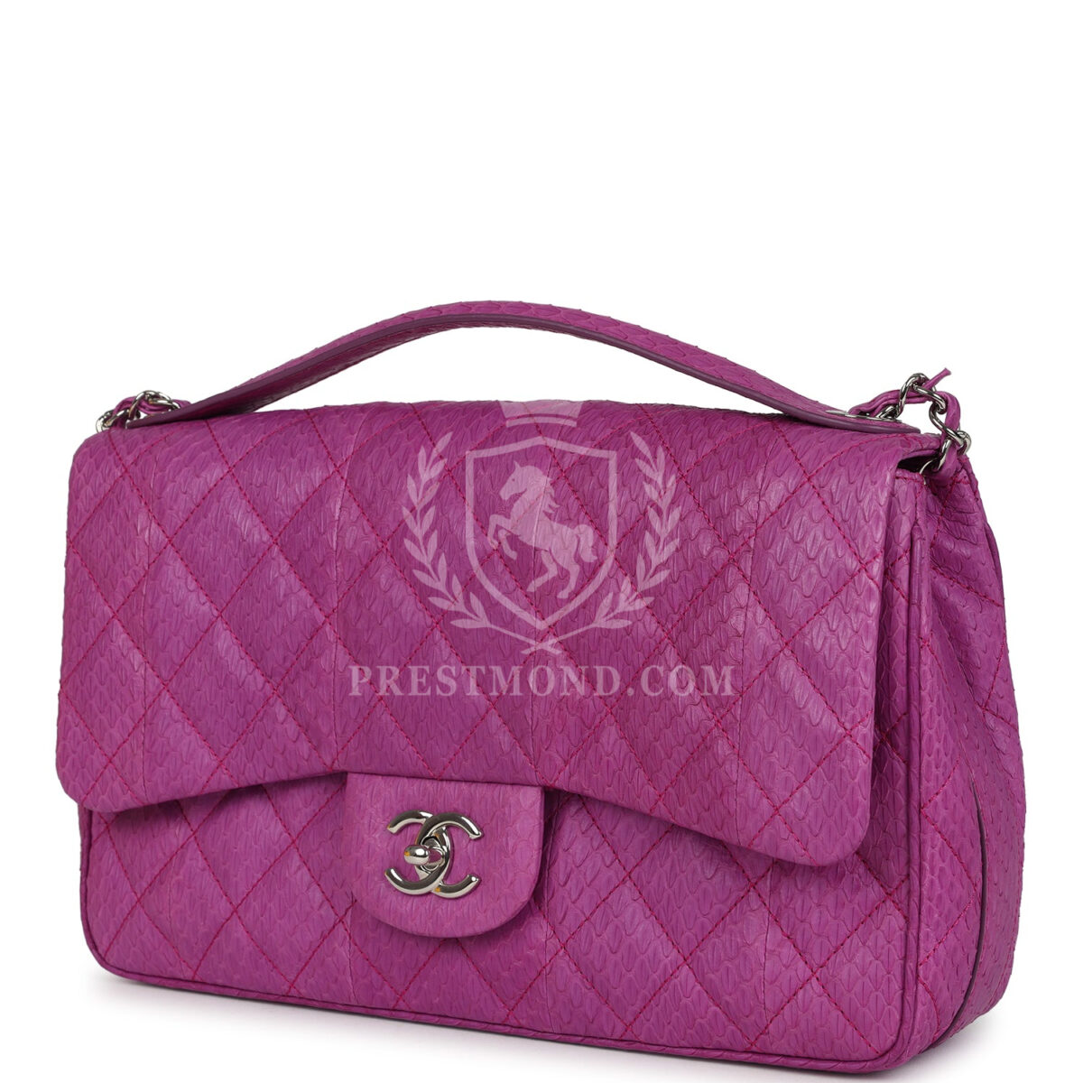 Chanel Medium Easy Carry Flap Bag Purple Python Silver Hardware — изображение 5