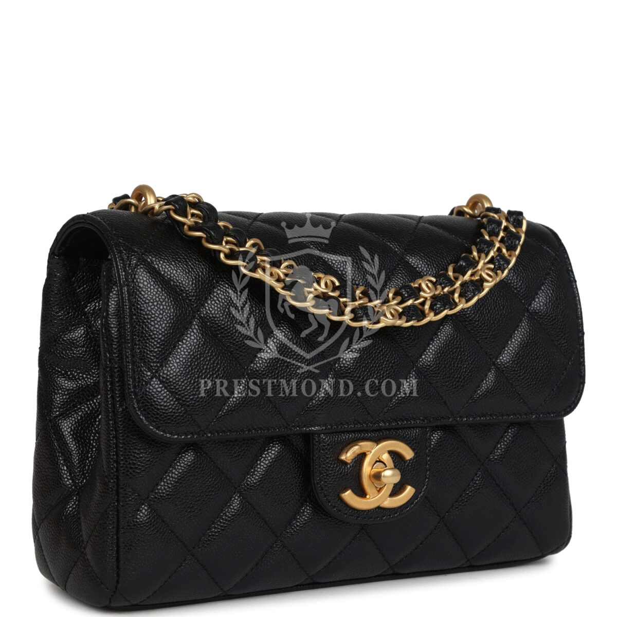 Chanel Small Top Handle Flap Bag Black Shiny Grained Calfskin Brushed Gold Hardware — изображение 2