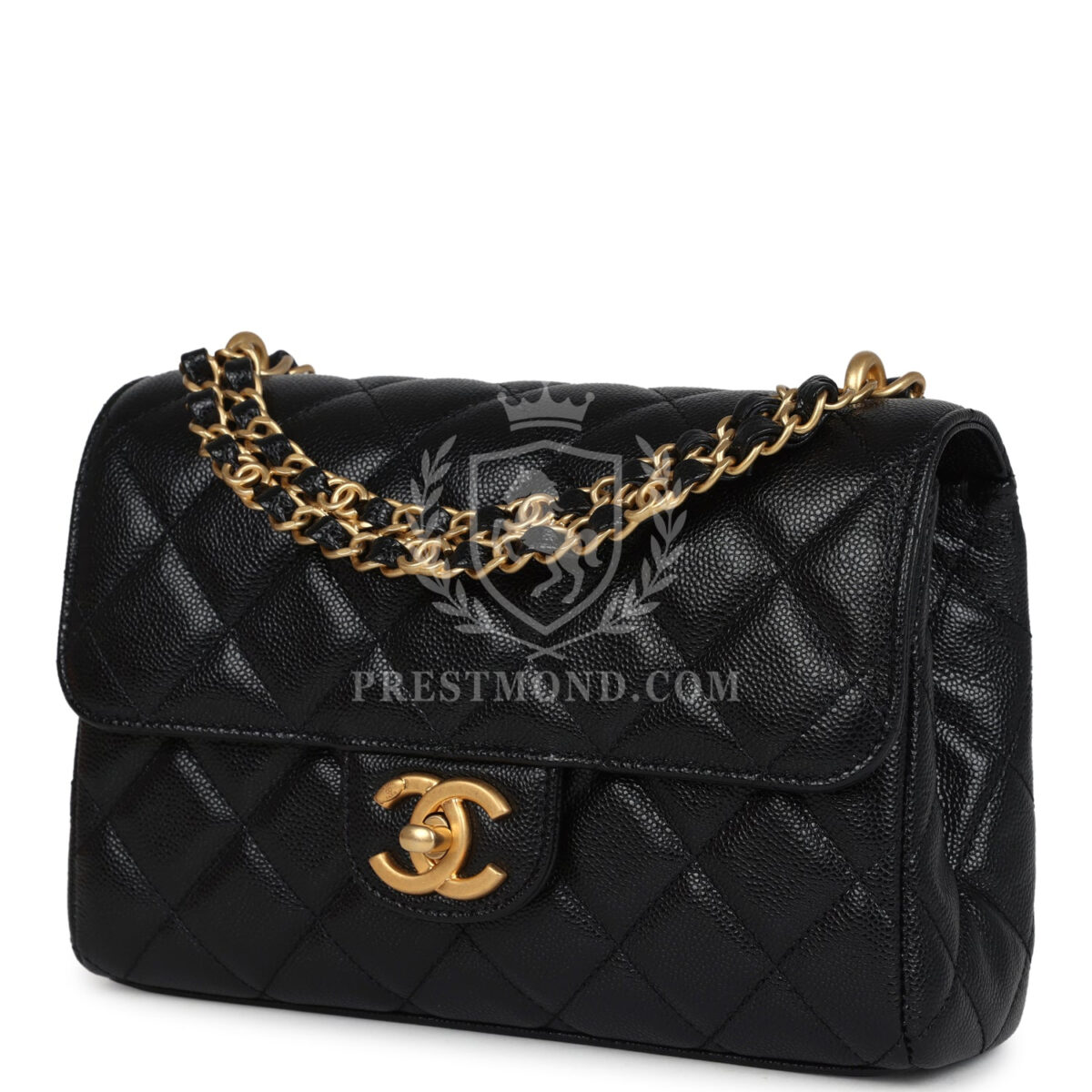 Chanel Small Top Handle Flap Bag Black Shiny Grained Calfskin Brushed Gold Hardware — изображение 5