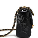 Chanel Small Top Handle Flap Bag Black Shiny Grained Calfskin Brushed Gold Hardware