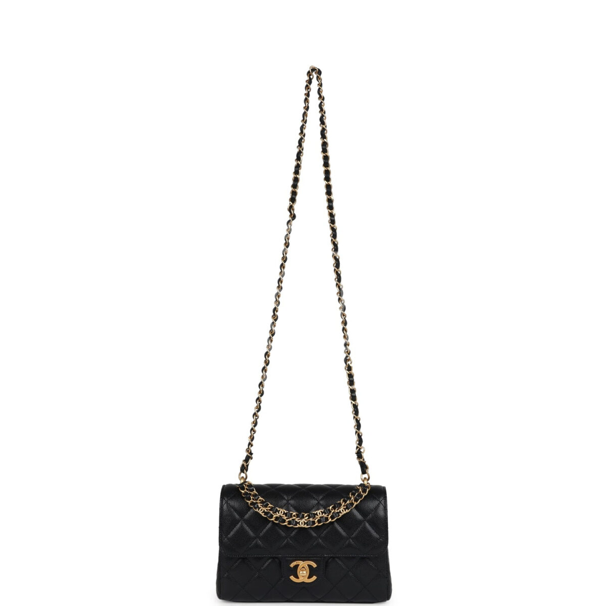 Chanel Small Top Handle Flap Bag Black Shiny Grained Calfskin Brushed Gold Hardware — изображение 8