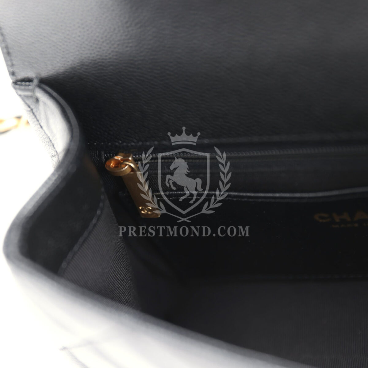 Chanel Small Top Handle Flap Bag Black Shiny Grained Calfskin Brushed Gold Hardware — изображение 11