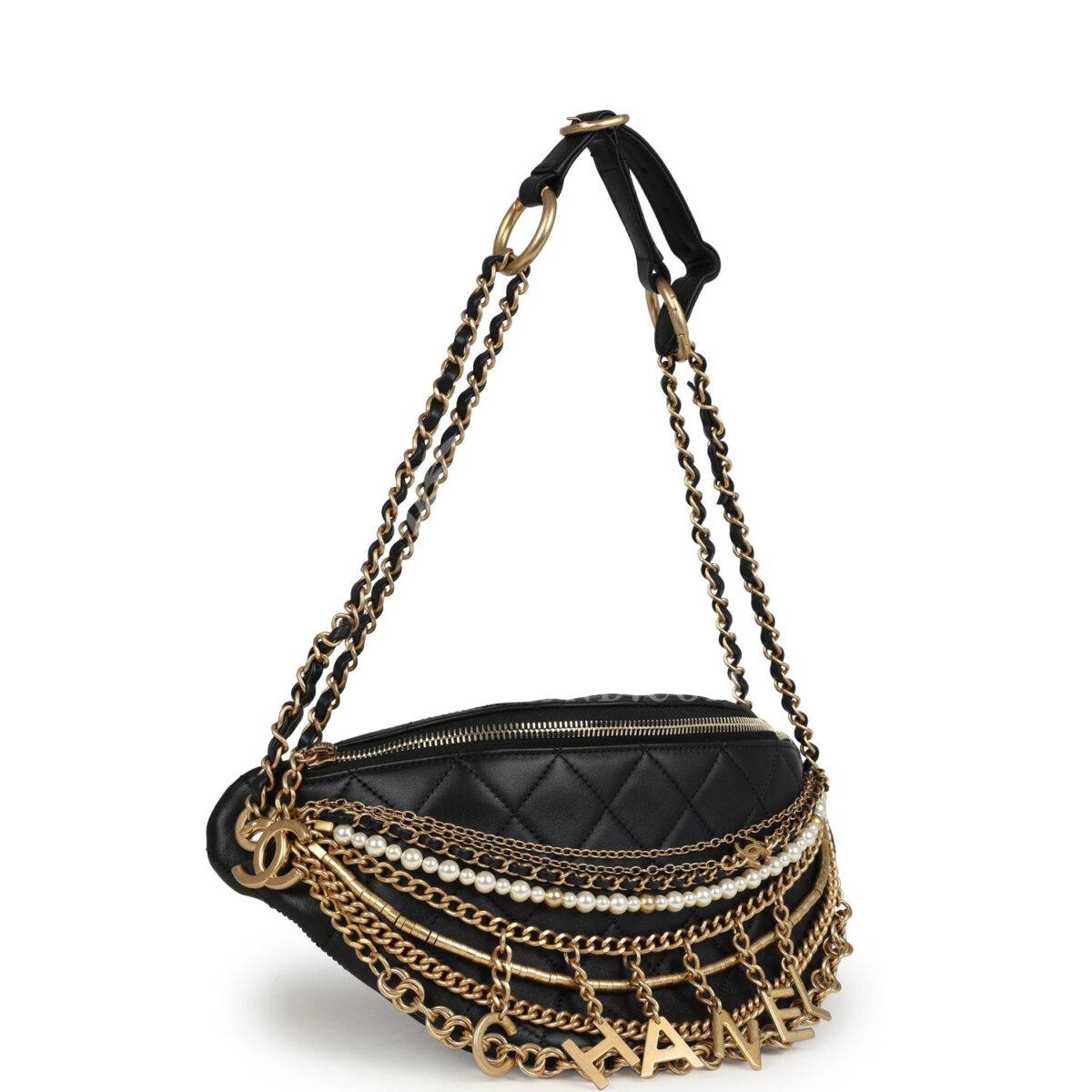 Chanel All About Chain Waist Bag Black Lambskin Antique Gold Hardware — изображение 3