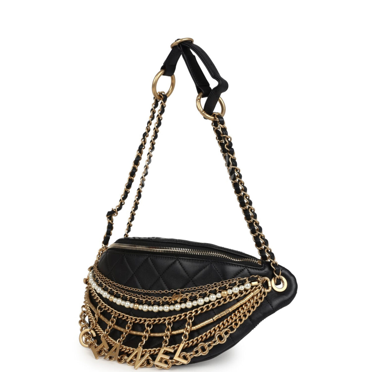 Chanel All About Chain Waist Bag Black Lambskin Antique Gold Hardware — изображение 7