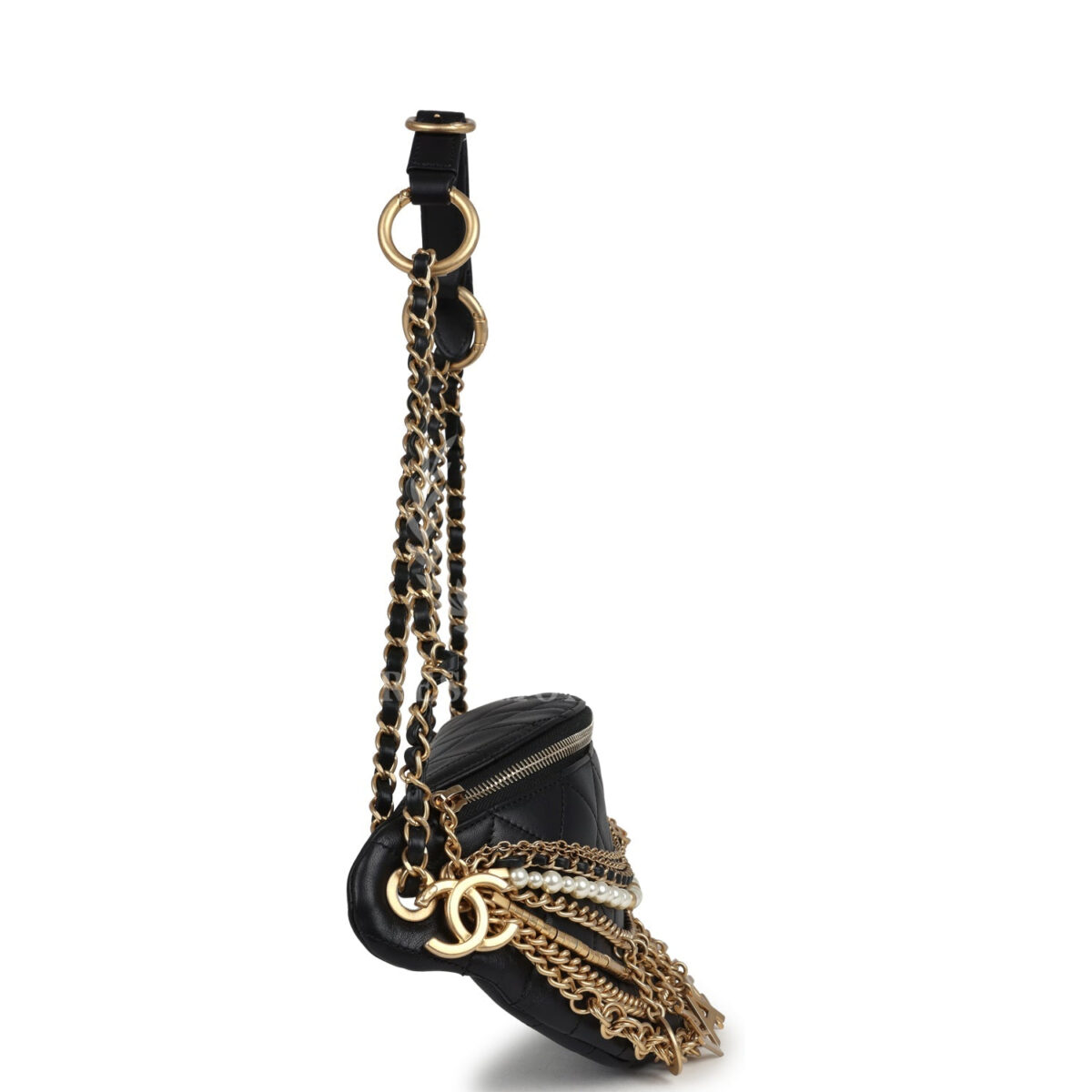 Chanel All About Chain Waist Bag Black Lambskin Antique Gold Hardware — изображение 4
