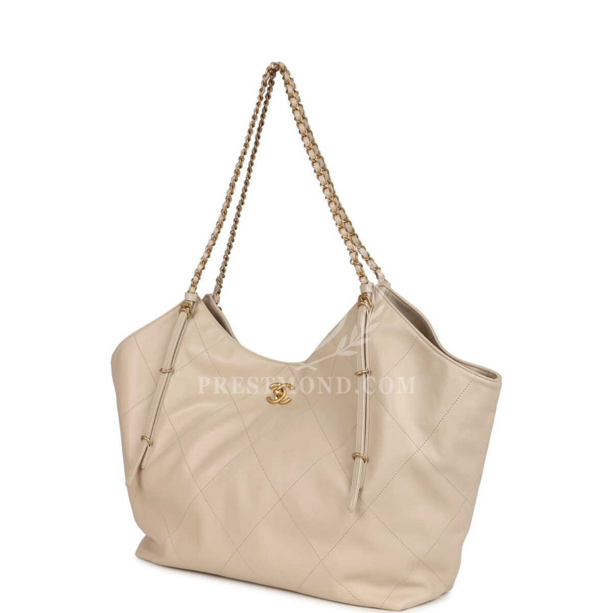 Chanel Maxi Coco Shopping Bag Beige Calfskin Antique Gold Hardware — изображение 5
