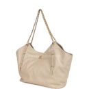 Chanel Maxi Coco Shopping Bag Beige Calfskin Antique Gold Hardware