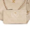 Chanel Maxi Coco Shopping Bag Beige Calfskin Antique Gold Hardware