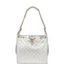 Chanel Medium 25 Hobo Bag Metallic Silver Caviar Antique Gold Hardware