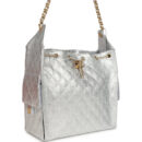 Chanel Medium 25 Hobo Bag Metallic Silver Caviar Antique Gold Hardware