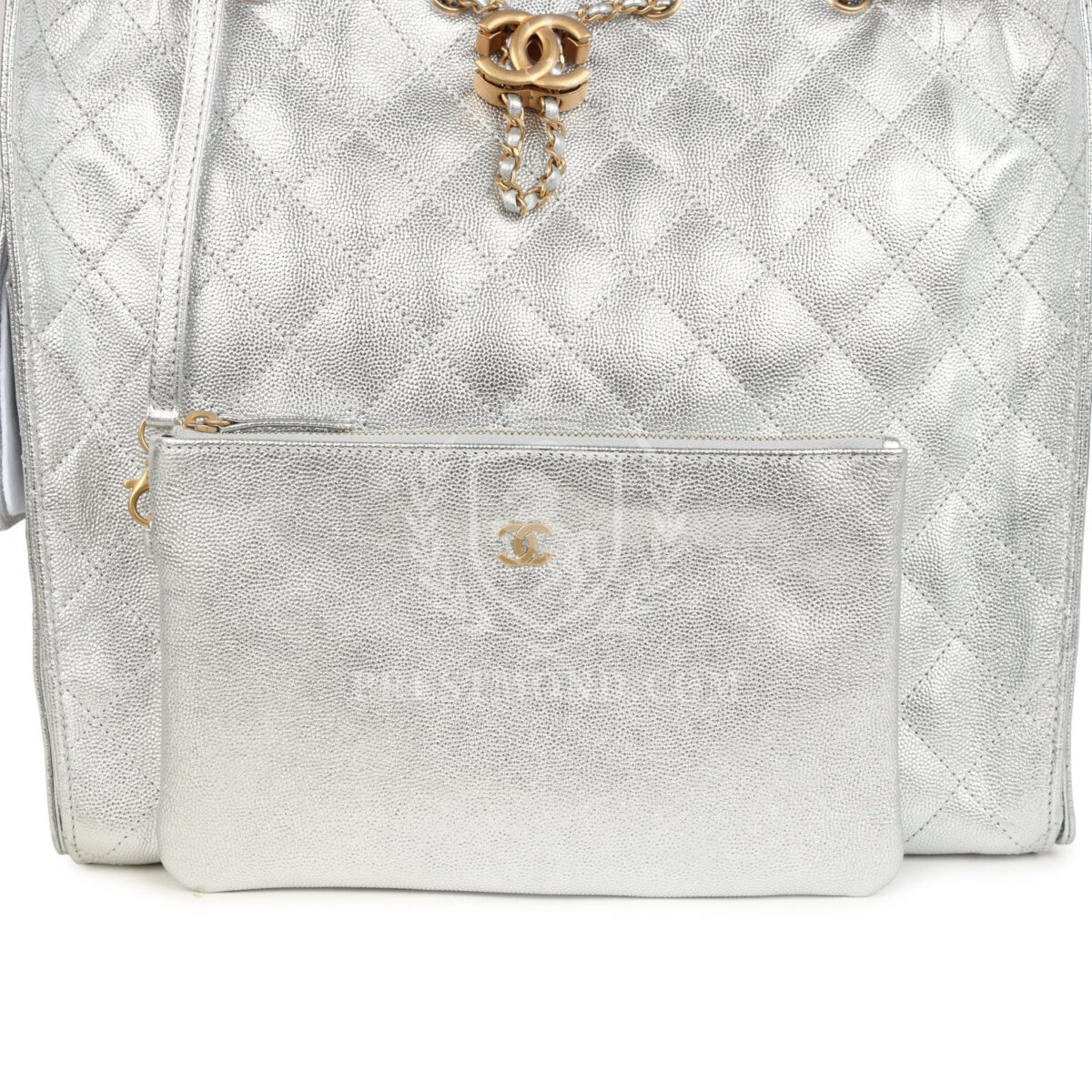 Chanel Medium 25 Hobo Bag Metallic Silver Caviar Antique Gold Hardware — изображение 8
