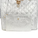 Chanel Medium 25 Hobo Bag Metallic Silver Caviar Antique Gold Hardware