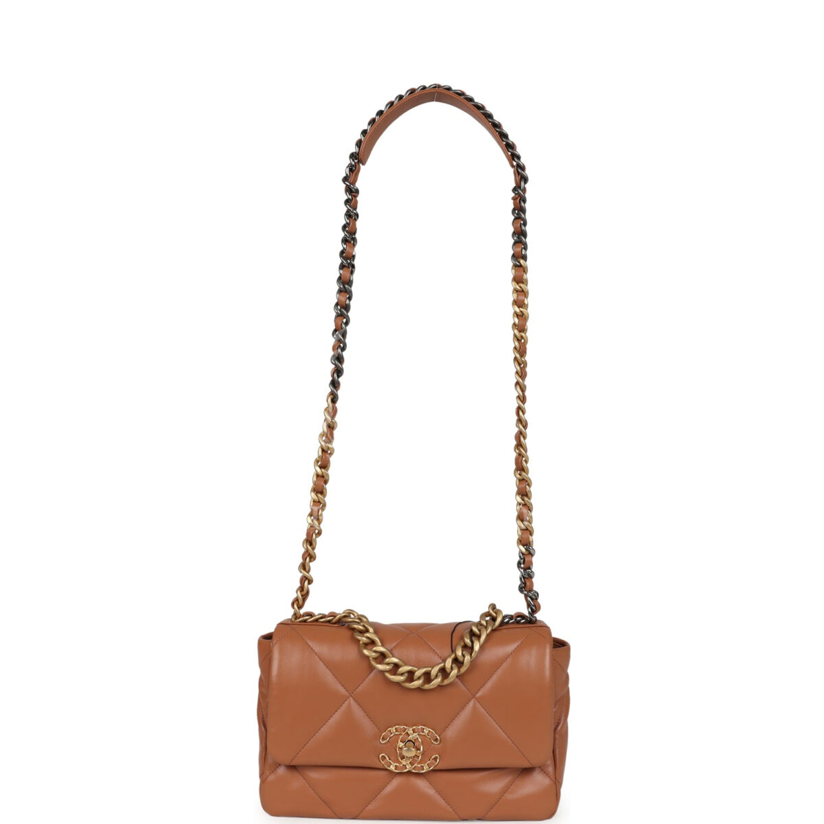 Chanel Medium 19 Flap Caramel Shiny Lambskin Mixed Metal Hardware — изображение 7