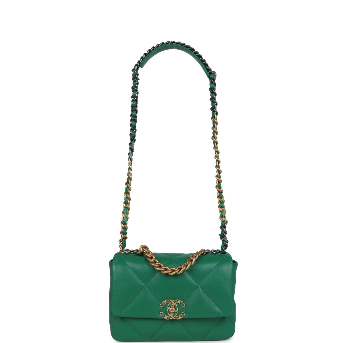 Chanel Medium 19 Flap Green Shiny Lambskin Mixed Metal Hardware — изображение 7