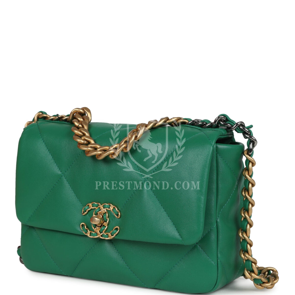Chanel Medium 19 Flap Green Shiny Lambskin Mixed Metal Hardware — изображение 5