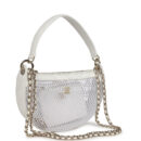 Chanel Round Clutch with Chain White Mesh Light Gold Hardware