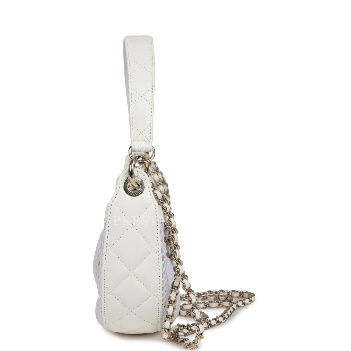 Chanel Round Clutch with Chain White Mesh Light Gold Hardware — изображение 3