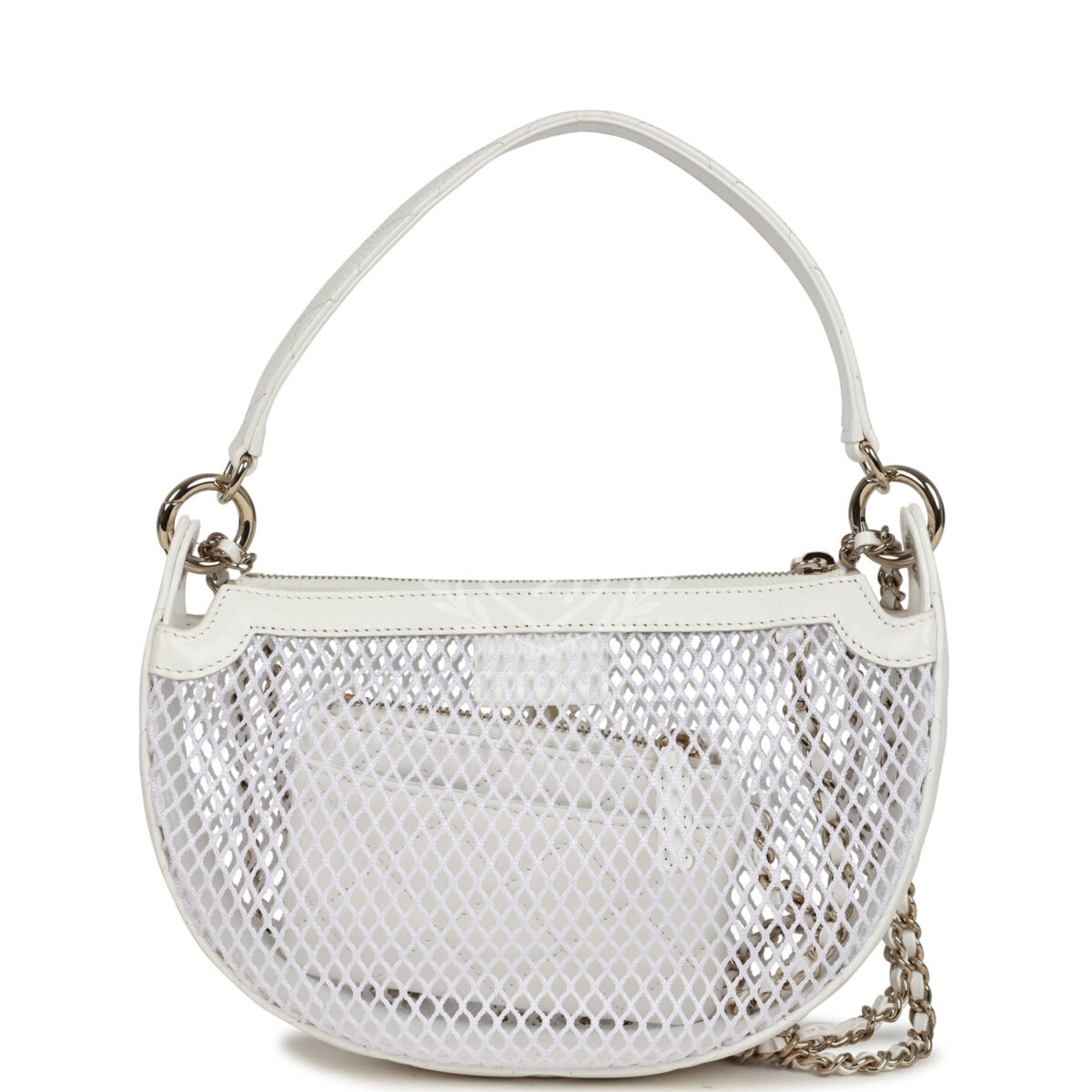 Chanel Round Clutch with Chain White Mesh Light Gold Hardware — изображение 4