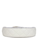 Chanel Round Clutch with Chain White Mesh Light Gold Hardware