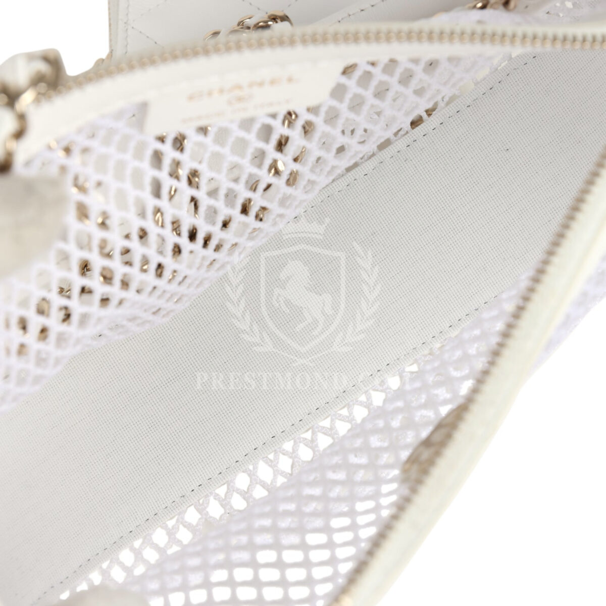 Chanel Round Clutch with Chain White Mesh Light Gold Hardware — изображение 8