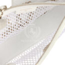Chanel Round Clutch with Chain White Mesh Light Gold Hardware