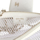 Chanel Round Clutch with Chain White Mesh Light Gold Hardware