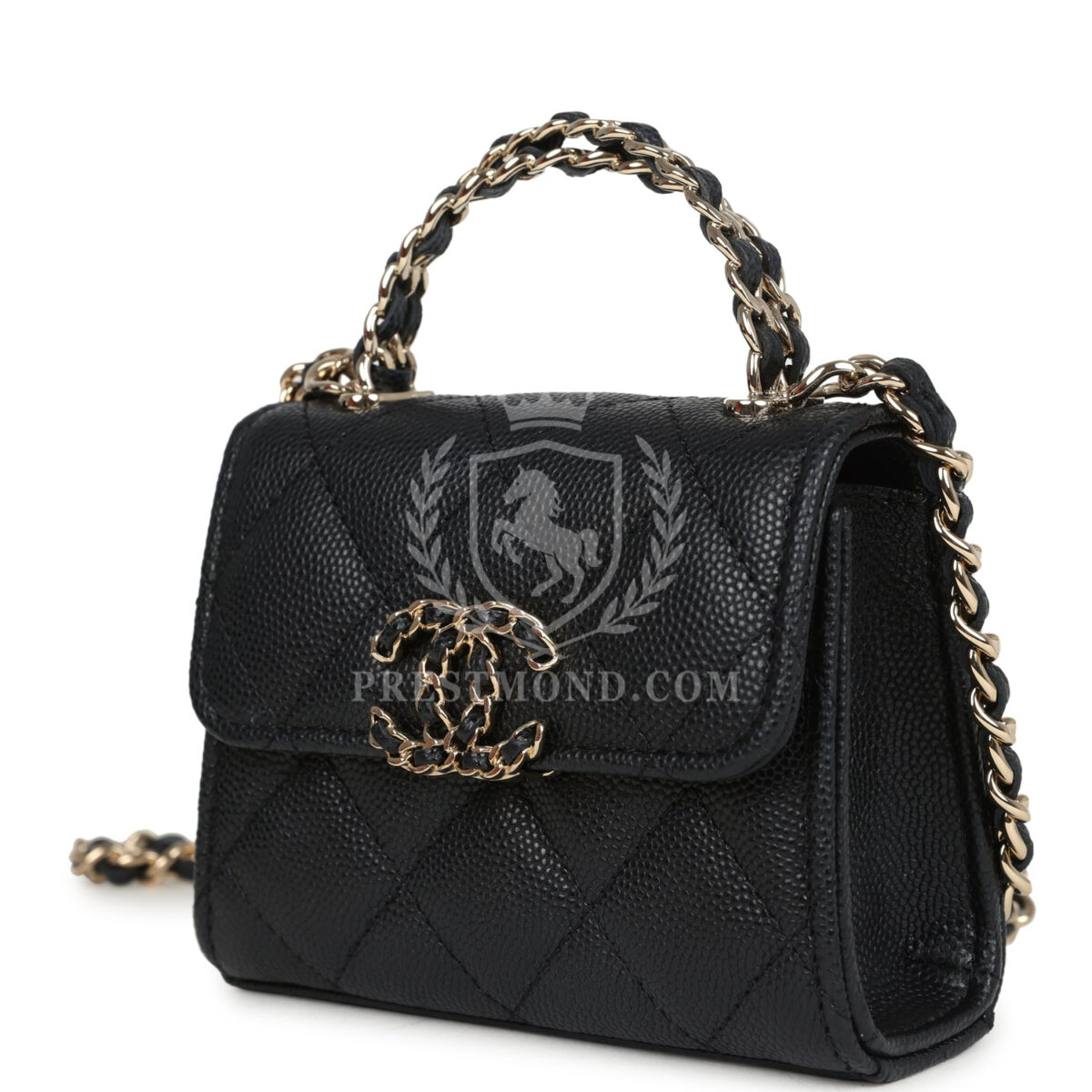 Chanel Nano Clutch with Chain Black Caviar Light Gold Hardware — изображение 5
