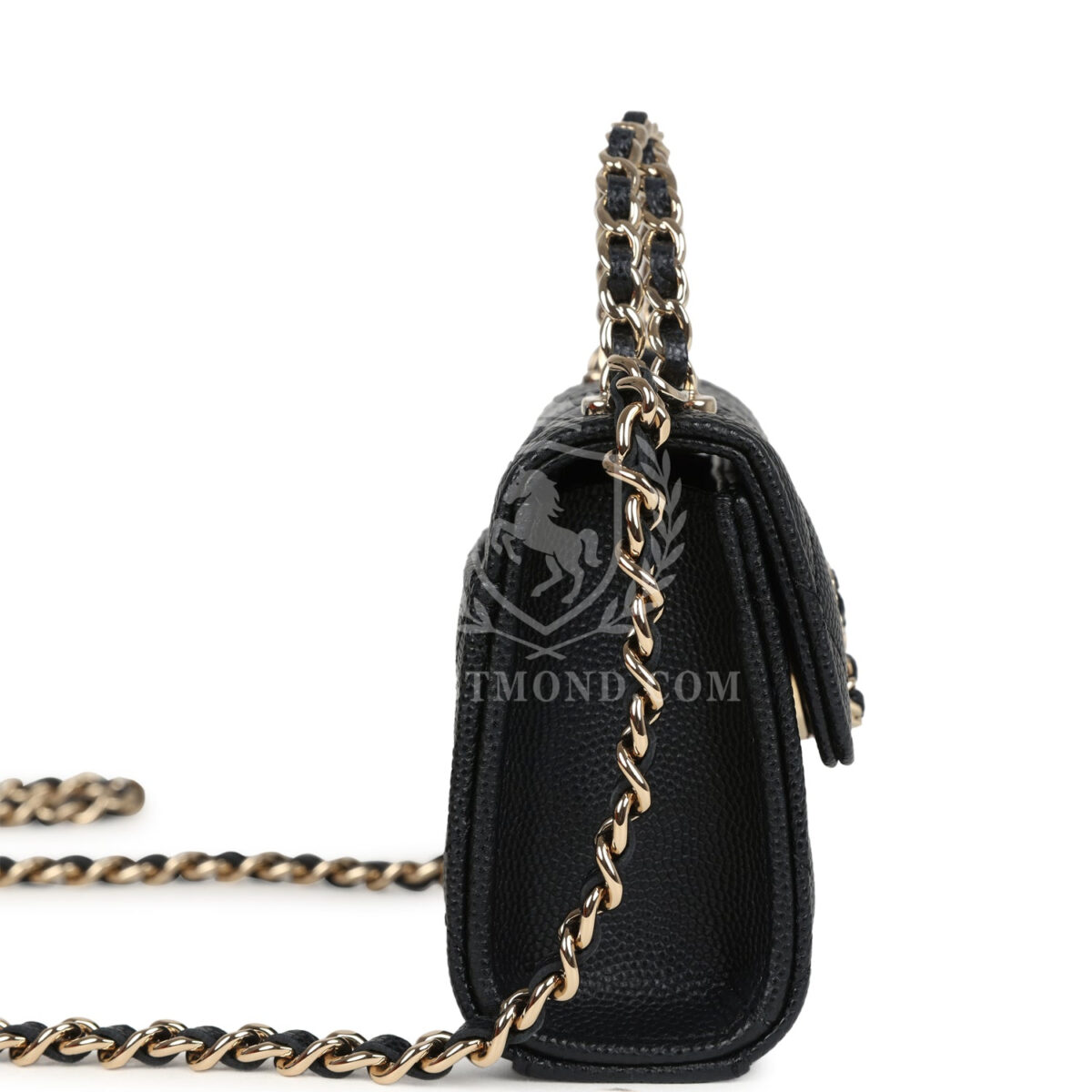 Chanel Nano Clutch with Chain Black Caviar Light Gold Hardware — изображение 3