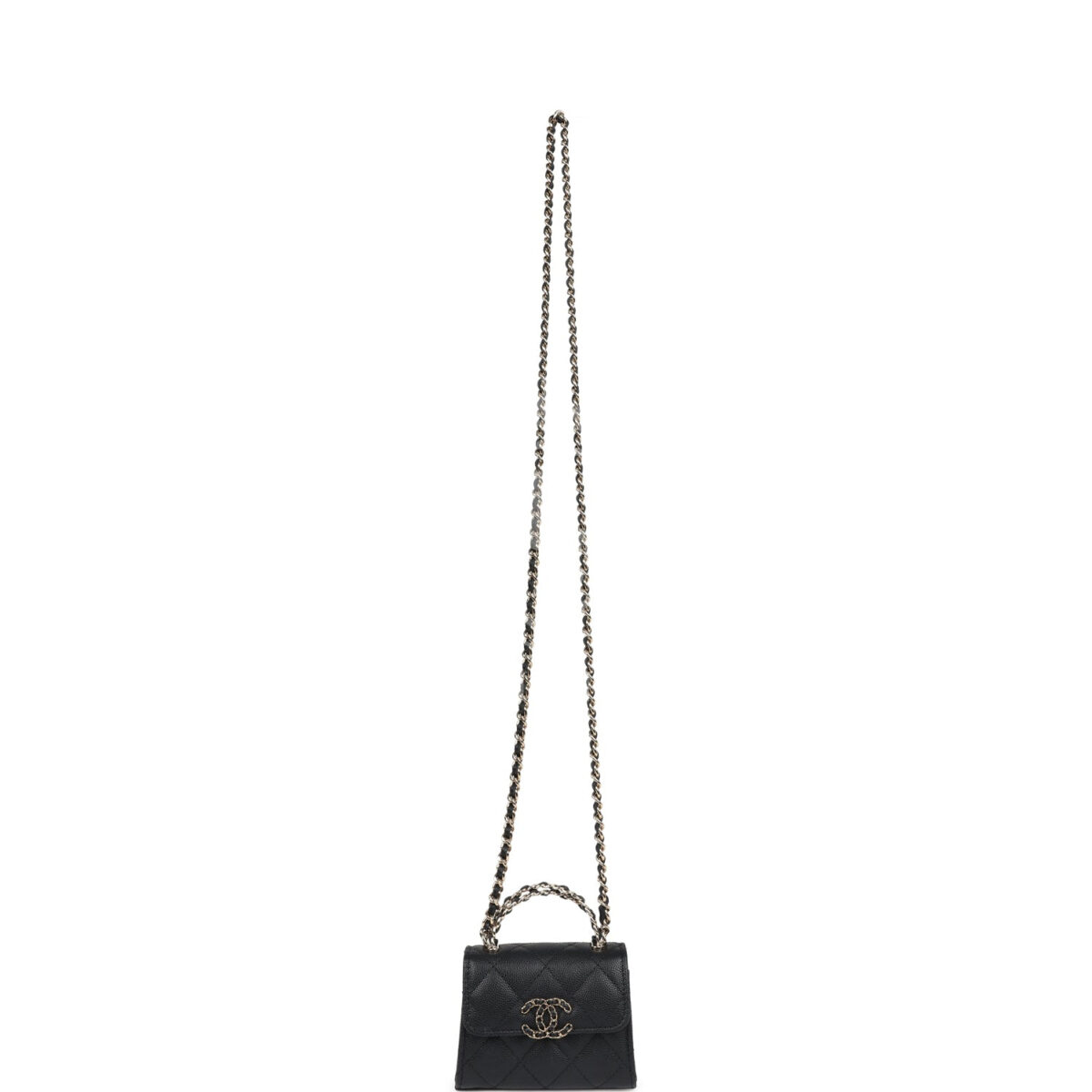 Chanel Nano Clutch with Chain Black Caviar Light Gold Hardware — изображение 7