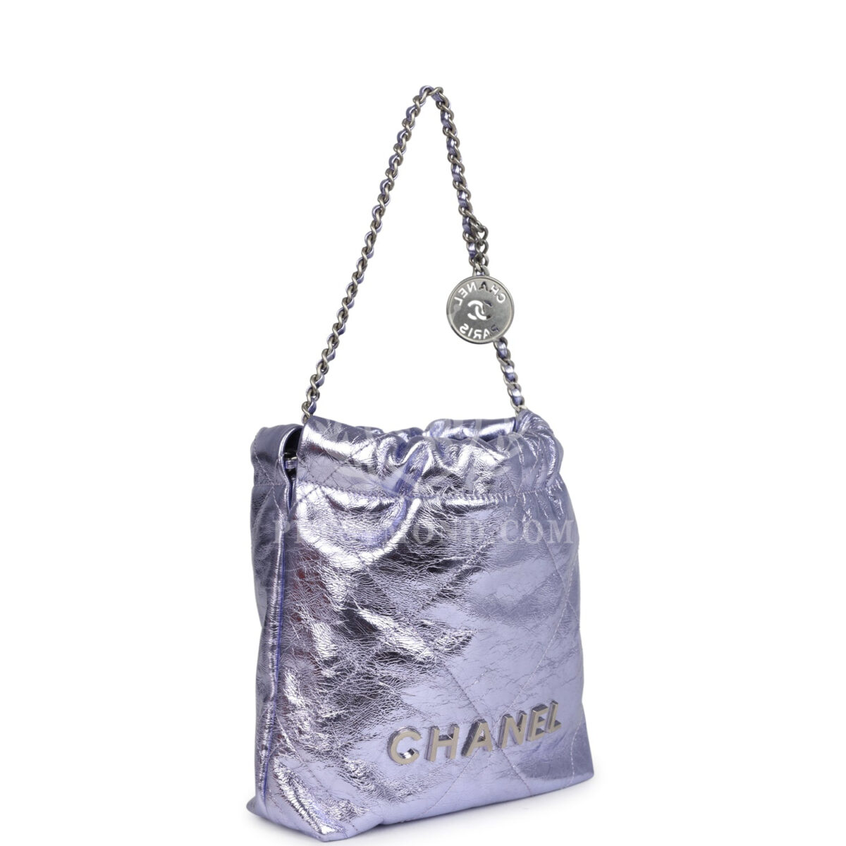 Chanel Mini 22 Bag Purple Metallic Calfskin Brushed Silver Hardware — изображение 2