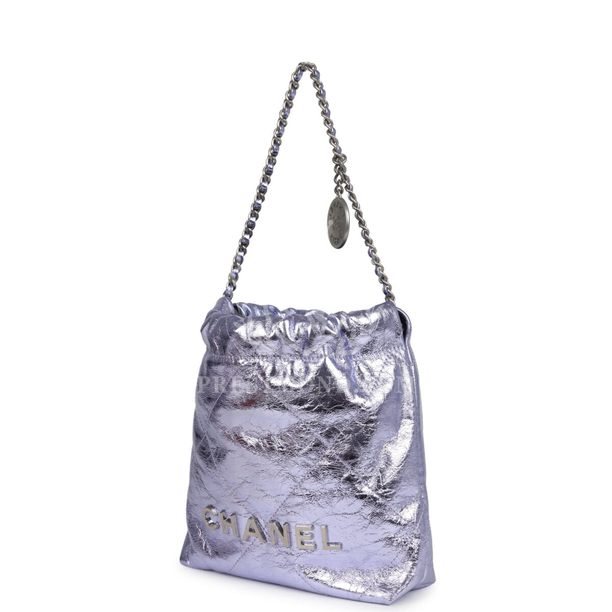 Chanel Mini 22 Bag Purple Metallic Calfskin Brushed Silver Hardware — изображение 5