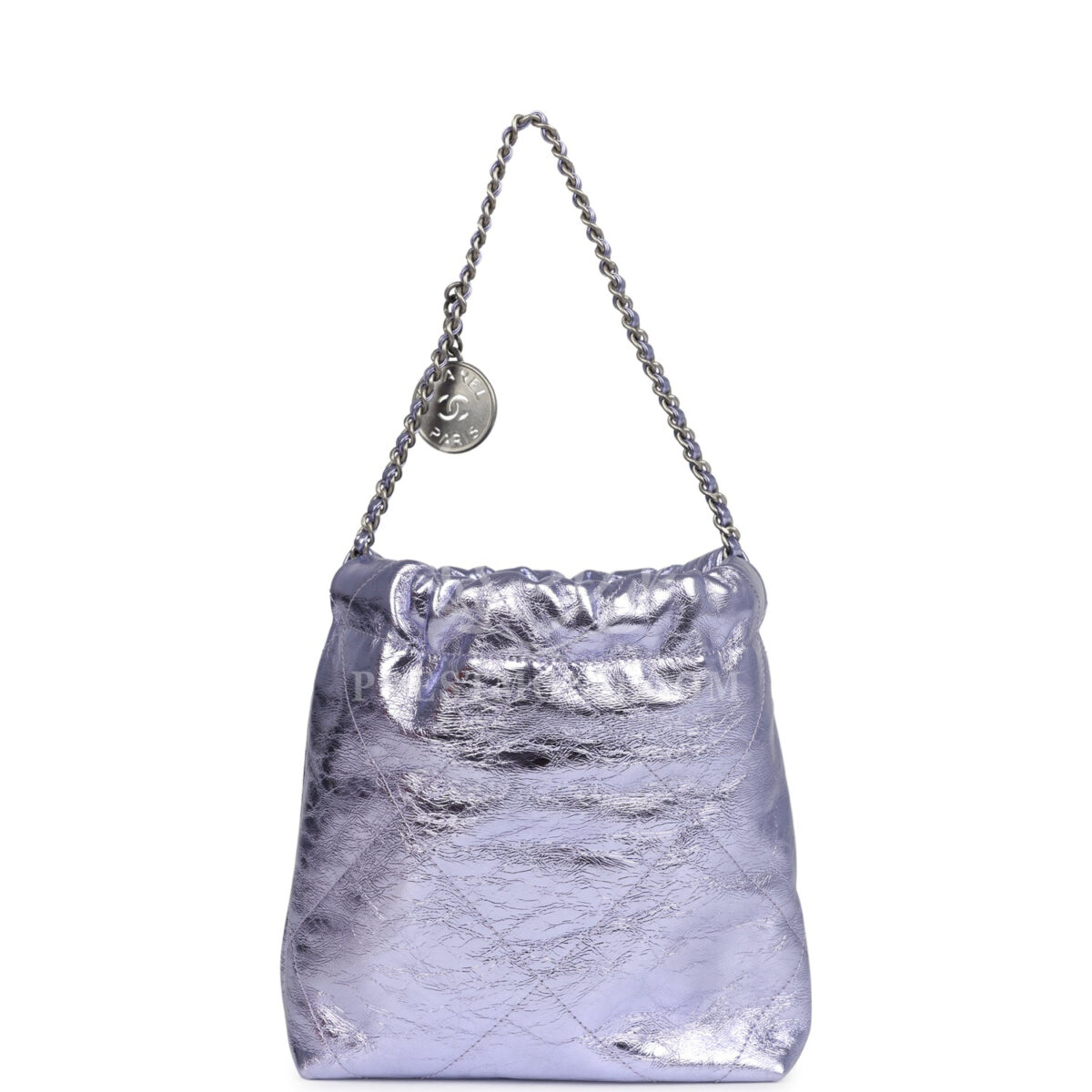 Chanel Mini 22 Bag Purple Metallic Calfskin Brushed Silver Hardware — изображение 4