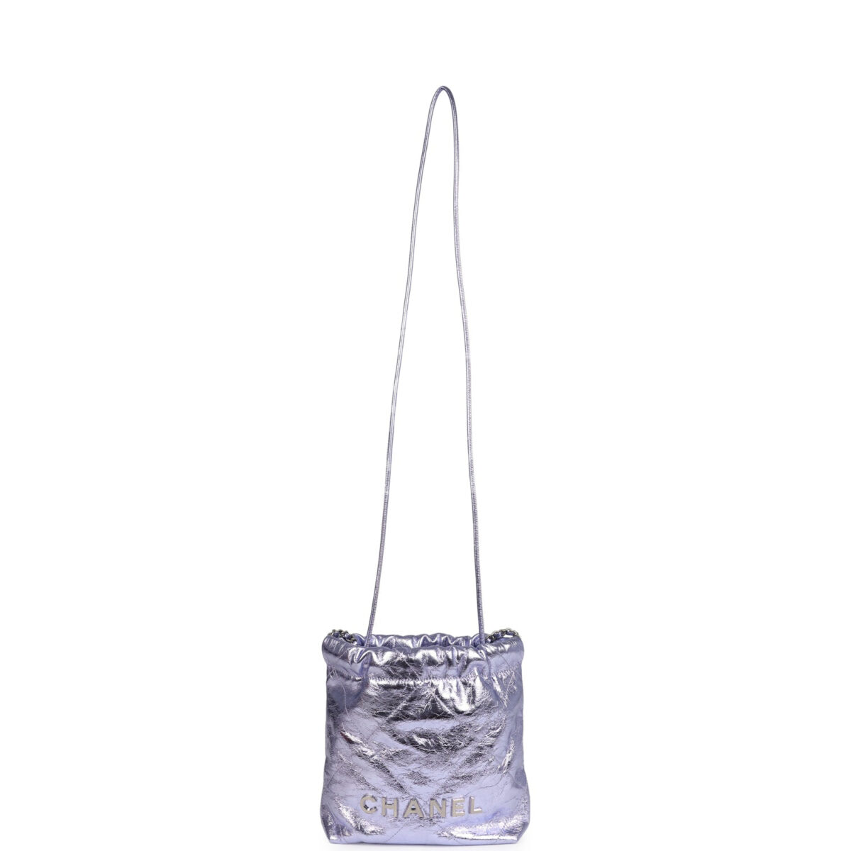 Chanel Mini 22 Bag Purple Metallic Calfskin Brushed Silver Hardware — изображение 7