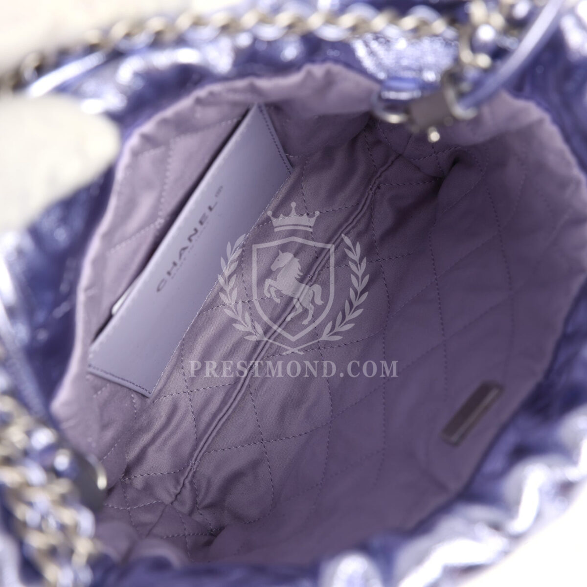 Chanel Mini 22 Bag Purple Metallic Calfskin Brushed Silver Hardware — изображение 9