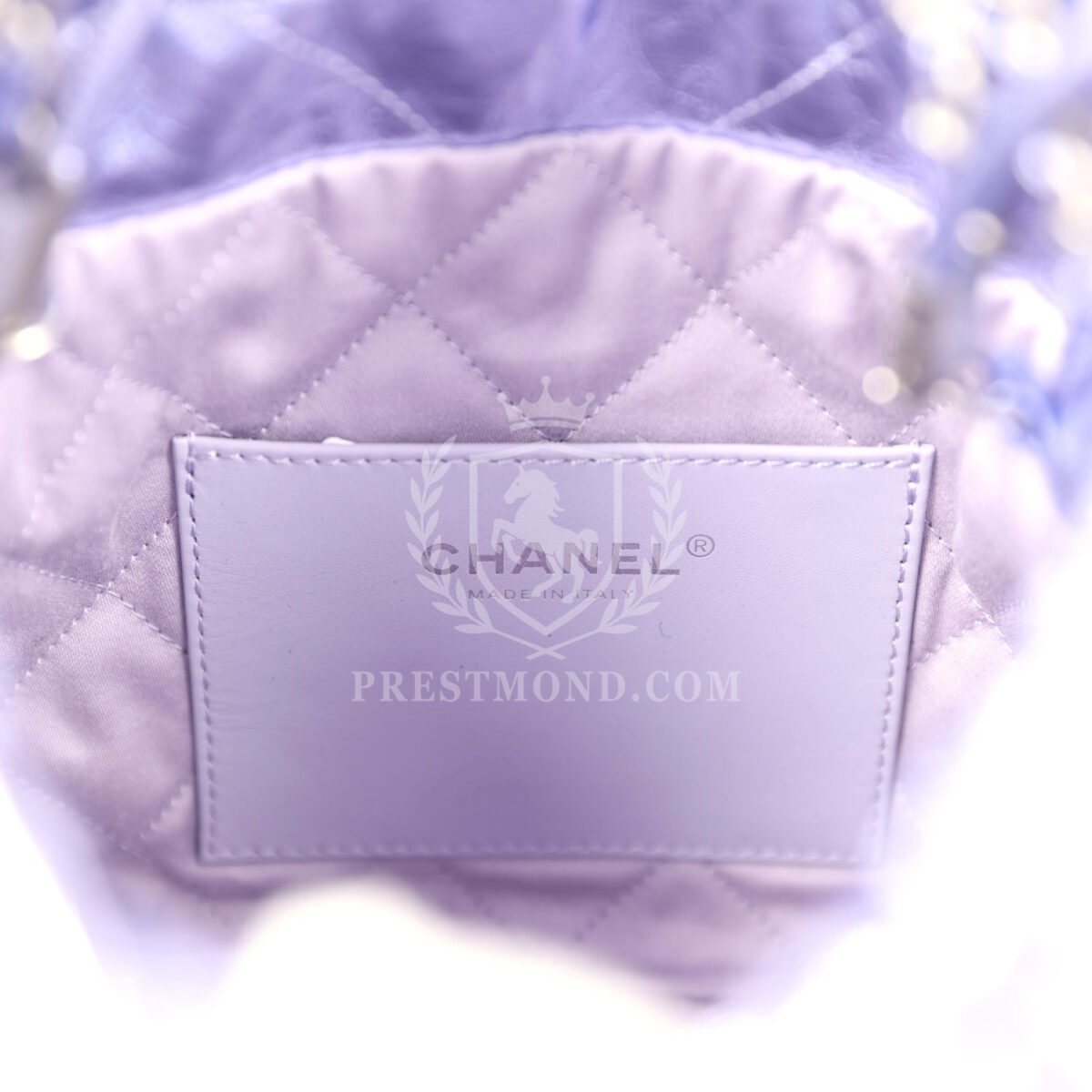 Chanel Mini 22 Bag Purple Metallic Calfskin Brushed Silver Hardware — изображение 10