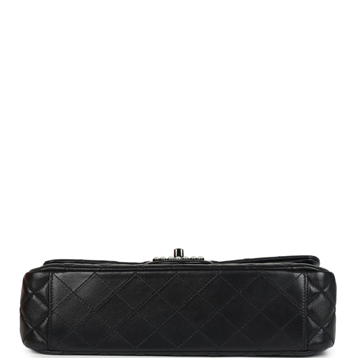 Chanel Large Double Flap Bag with Pearl Cut Out Handle Black Shiny Lambskin Black Hardware — изображение 6