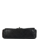 Chanel Large Double Flap Bag with Pearl Cut Out Handle Black Shiny Lambskin Black Hardware