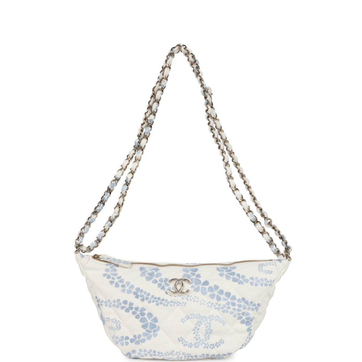 Chanel Large Coco Beach Hobo Bag in White and Blue Denim Light Gold Hardware — изображение 7