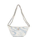 Chanel Large Coco Beach Hobo Bag in White and Blue Denim Light Gold Hardware