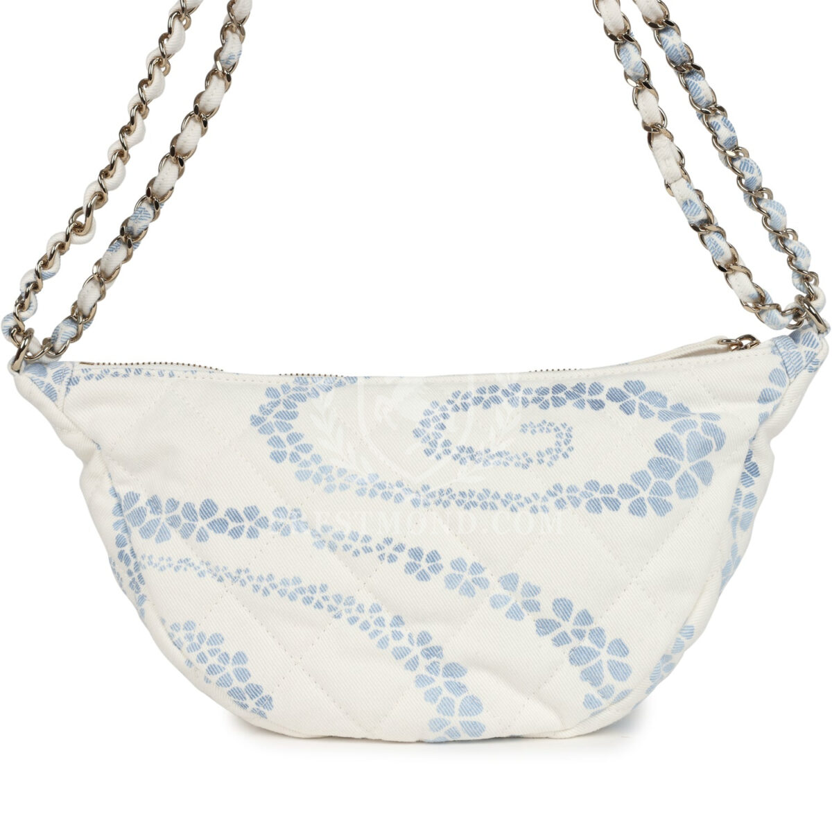 Chanel Large Coco Beach Hobo Bag in White and Blue Denim Light Gold Hardware — изображение 4