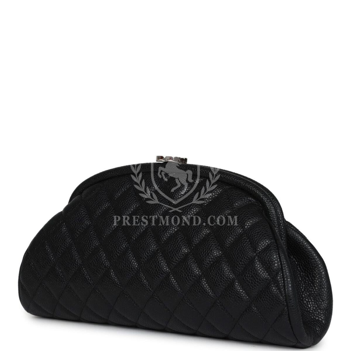 Chanel Timeless CC Kisslock Clutch Black Caviar Silver Hardware — изображение 5
