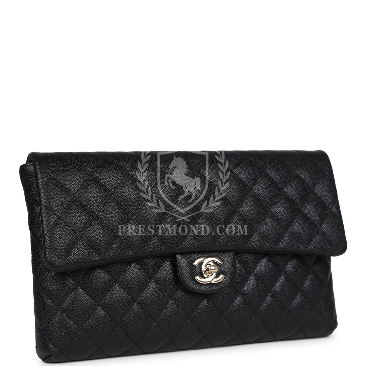 Chanel Classic Flap Clutch Black Caviar Light Gold Hardware — изображение 2