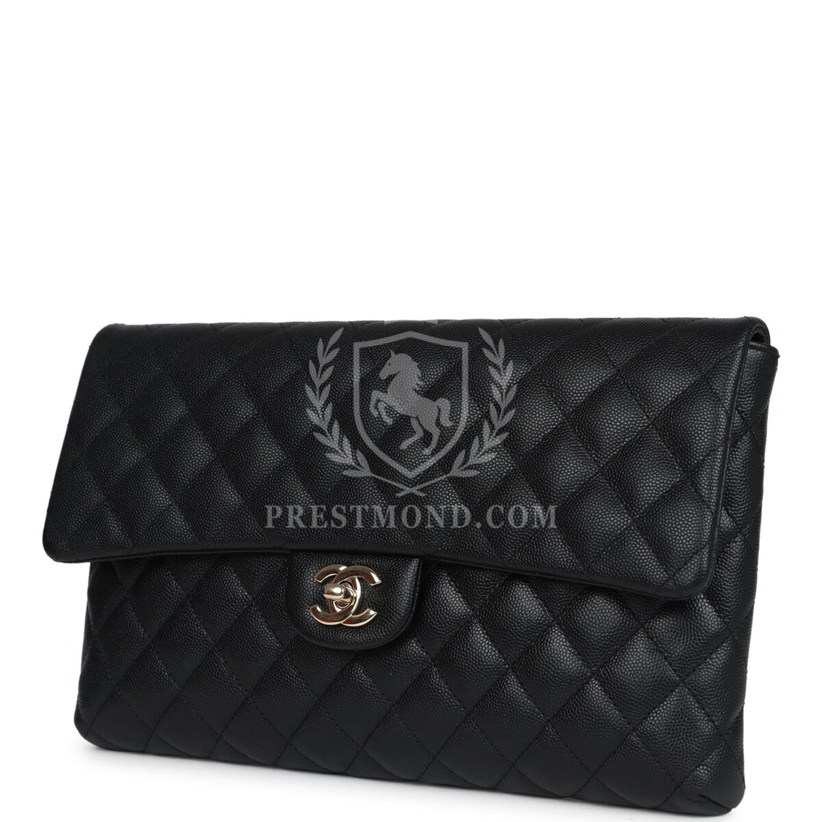 Chanel Classic Flap Clutch Black Caviar Light Gold Hardware — изображение 5
