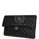 Chanel Classic Flap Clutch Black Caviar Light Gold Hardware