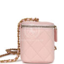 Chanel Small CC Vanity Case Light Pink Caviar Faux Pearls Brushed Gold Hardware