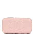 Chanel Small CC Vanity Case Light Pink Caviar Faux Pearls Brushed Gold Hardware