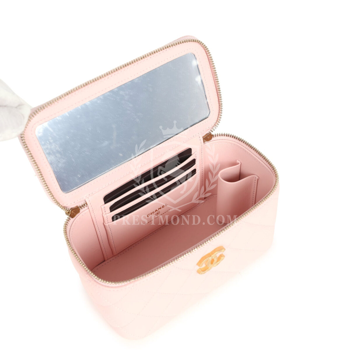 Chanel Small CC Vanity Case Light Pink Caviar Faux Pearls Brushed Gold Hardware — изображение 9