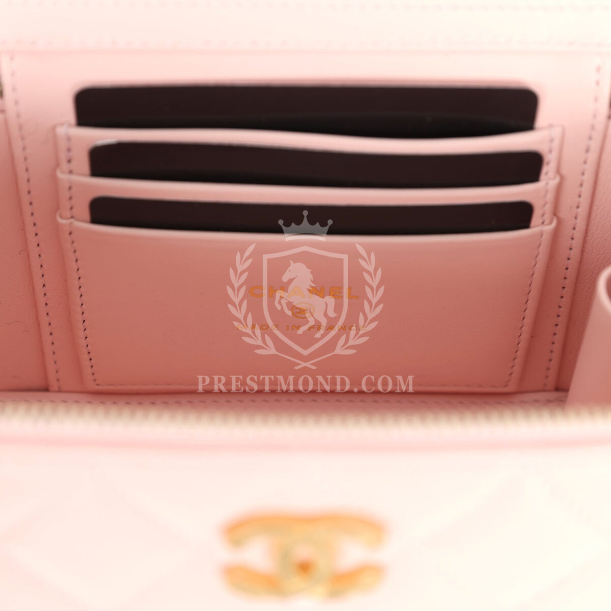 Chanel Small CC Vanity Case Light Pink Caviar Faux Pearls Brushed Gold Hardware — изображение 11