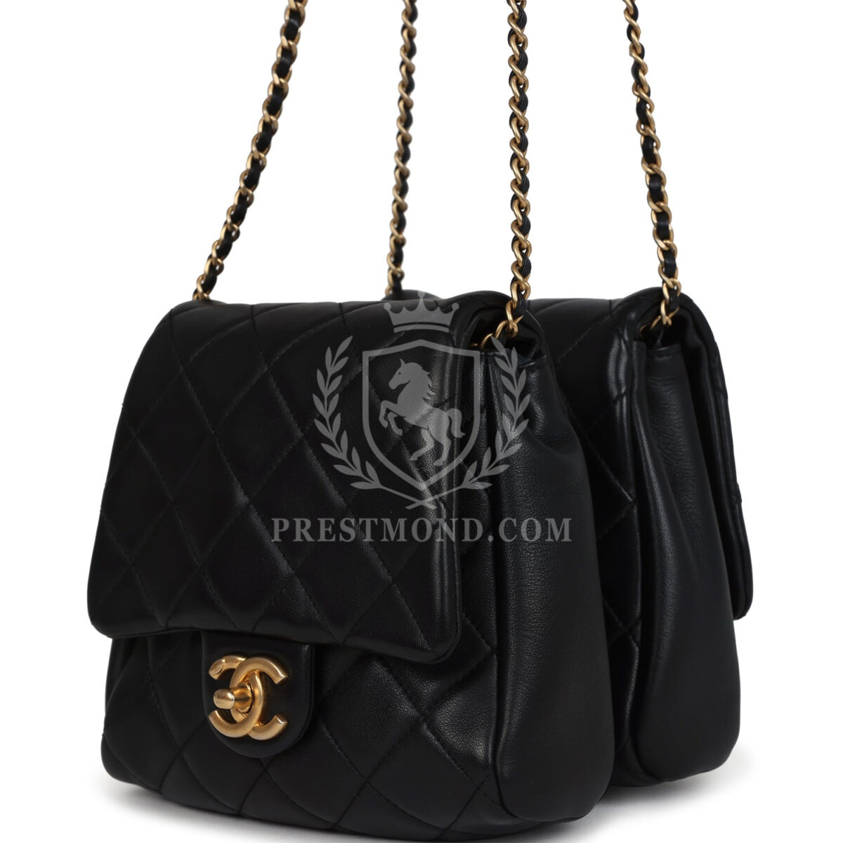 Chanel Twins Side Pack Black Lambskin Faux Pearls & Brushed Gold Hardware — изображение 4