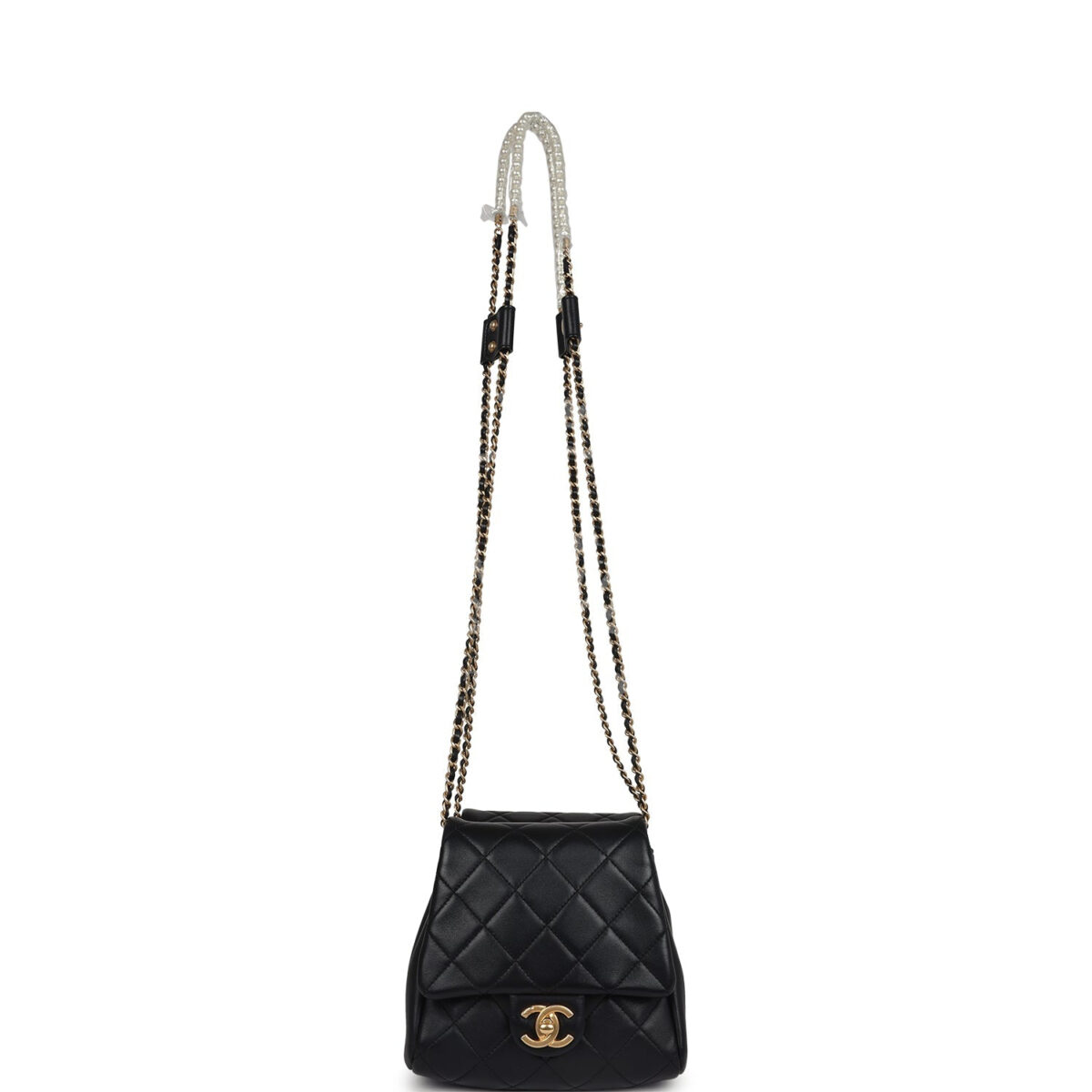 Chanel Twins Side Pack Black Lambskin Faux Pearls & Brushed Gold Hardware — изображение 11